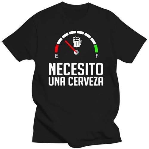 Necesito UNA Cerveza. Spanish Quote Funny Need A Beer T-Shirt. Summer Cotton Short Sleeve O-Neck Men T Shirt Black L