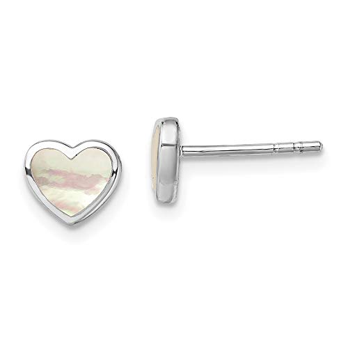 925 Sterling Silver Mother Of Pearl Heart Post Stud Earrings Love Fine Jewelry For Women Gifts For Her