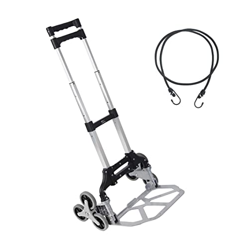 Image of 75 Kg Stair Climbing Portable Aluminium Hand Truck | 1 Year Warranty | Foldable Wheels, Telescoping Home, Office & Industrial Use (75 Kg Stair Climbing)