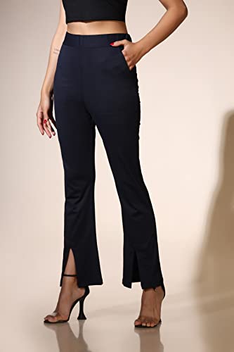 Image of Leriya Fashion Women's Western Trouser Pant | Solid Stretchy Lycra Tapered Trousers with 2 Front Pockets | Regular Fit Trouser for Professionals | Casual | Wear for Ladies