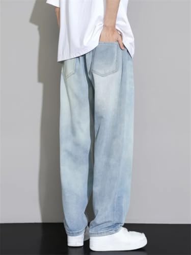 Men's Loose Jeans Straight Wide Leg Embroidered Fashionable Casual Denim Long Pants3