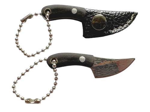 Navaja pequeña con llavero con mango de madera y tapa protectora, pequeño de acero inoxidable, mini cúter, abridor de paquetes, bolso, abrecartas, cuchillo de hobby para manualidades (negro 20-42 A)