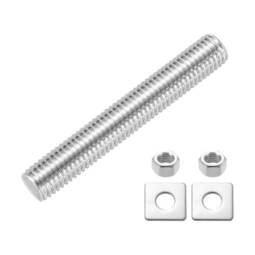 QUARKZMAN Vollgewindestange M12 X 80mm 304 Edelstahl Vollgewindestangen Mit Muttern Und Unterlegscheiben Für Klemmen Aufhängungen Und U-Schrauben Silber