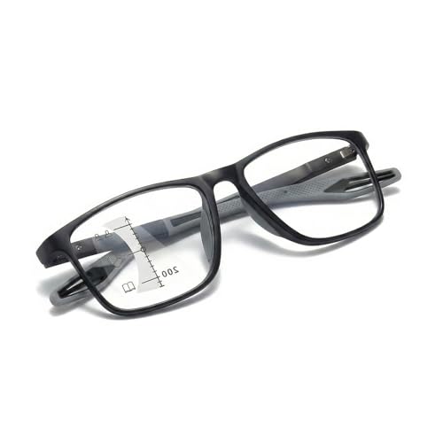 Genérico Gafas de Lectura Fotocromáticas Progresivas, Filtro Anti luz Azul para Ordenador y Sol, Lentes Multifocales TR90 Resistentes, Gafas de Presbicia para Hombre y Mujer(Azul,3.00 x)
