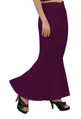 Image of Women's Polyester Blend Shapewear Patticoat Fishcut Flare Pattern Stretchable Drawstring Waist Maxi Length and Slim Fit Body Shaper Peticoat for Saree Daily Use Peticoat