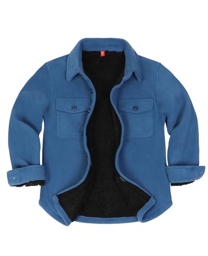 Image of ThCreasa Boys Sherpa Lined Plaid Button Shirt Jacket