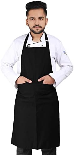 YANEK Kitchen Apron | Unisex Chef Kitchen Adjustable Bib Apron with Pockets | For Home, Restaurant, Cafe