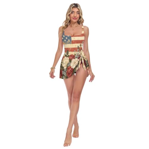 Maillot de bain une pièce rétro jupette amovible cachant les hanches et le ventre