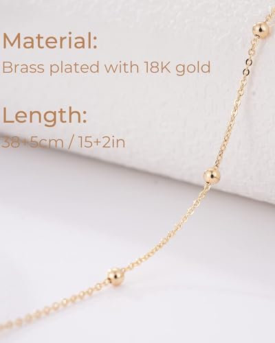 MJartoria Dainty Choker Necklace for Women 14K Gold Plated Minimalist Chain Choker Necklace Trendy Satellite Bead Choker Jewelry Gifts4