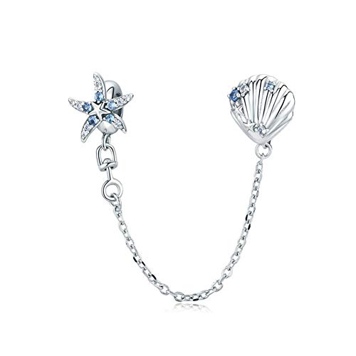 Cadena de seguridad plata 925 contra caídas para pulsera de charms con clip