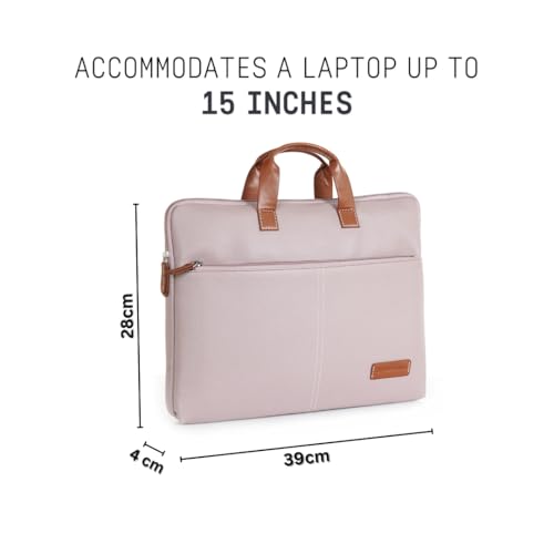 Image of Giordano Unisex 15 Inch Laptop Sleeve PU Bag for Professionals | Premium Leatherette | Water-Resistant & Padded Slim-Fit with Trolley Strap for Men & Women