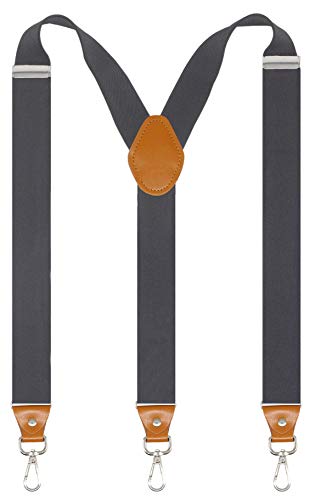 Image of Mens Suspenders with 3 Swivel Hooks Belt Loops 1.4 Inch Wide Heavy Duty Adjustable Braces