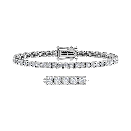 1 1/2 Carat Round-Cut Natural Diamond Tennis Bracelet in 10K White Gold Jewelry Gift for Her (7 Inch)