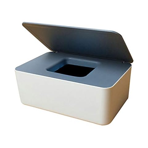 Tangzhan Wet Wipes Storage Box, Wet Wipes Dispenser Holder with Lid, Baby Nappy Wet Tissue Box, Tissue Box Dustproof Holder Napkin Storage Box for Home Office Desk (Gray White-A) Cover