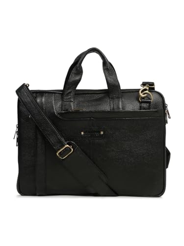 Image of TEAKWOOD LEATHERS Unisex Genuine Leather Textured Laptop Bag | Stylish & Durable Office Bag | Spacious & Elegant Business Messenger Bag for Men & Women
