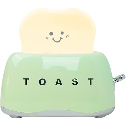 YUN FROG Cute Cartoon Toaster Night Light Table Lamp Desktop Lighting Ornaments Nursery Kids Toys LED Nightlight Gifts Bedroom Decor Green