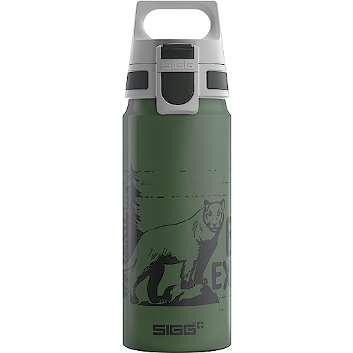 Sigg WMB One Mountain Lion Botella cantimplora para niños (0.6 L), Botella con Tapa hermética sin sustancias nocivas, Botella de Aluminio Ligera