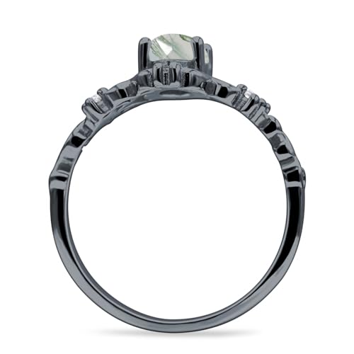 OMRANII Art Deco Marquise Natural Green Moss Agate Filigree Floral Designer Vintage Style Wedding Engagement Ring Solid 925 Sterling Silver3