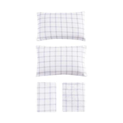 Image of Eddie Bauer - Flannel Sheets Queen Size, Anti-Pilling & Wrinkle Resistant Cotton, Touchably Soft for All-Season Comfort - Bed Sheets with Matching Pillowcases & Fitted Sheet (Westridge Plaid Blue)
