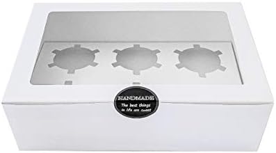 25 White Cupcake Boxes 6 Count: Disposable Cupcake Containers 6 Count, Cupcake Holder with Lid, Bakery Boxes with Window, Cupcake Carrier, Pastry Boxes Cookie Boxes with Window Large Treat Boxes