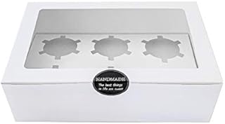 25 White Cupcake Boxes 6 Count: Disposable Cupcake Containers 6 Count, Cupcake Holder with Lid, Bakery Boxes with Window, Cupcake Carrier, Pastry Boxes Cookie Boxes with Window Large Treat Boxes