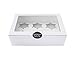 Tinbaly 10 Pack White Cupcake Boxes - Bakery Containers with 6 Secure Holes and Large Clear Display Window for Mini Cakes, Cookies, Pastries and Individual Treats Complete with 10 Stickers