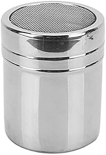 Stainless Steel Spice Jars,Powder Shaker Chocolate Powder Shaker Spice Jar Food Cans with Fine Mesh Lid for Cocoa Cinnamon Powder Sugar Coffee Pepper (S)