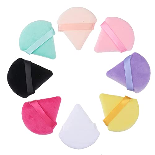 COSLUXE Pure Cotton Powder Puff, Triangle Wedge Shape Designed for Contouring, Under Eyes and Corners Loose Powder Mineral Powder Body Powder Makeup Tool (MULTICOLORS, Pack of 6)