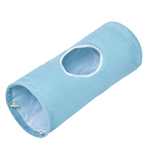 Image of Cat Tunnel, Large Indoor Durable Collapsible Interactive Cat Tube with Peek-A-Boo Hole, Hanging Toys, and Crinkly Paper Lining - Cute Tunnel for Cats, Kittens, Puppies & Rabbits, Purple