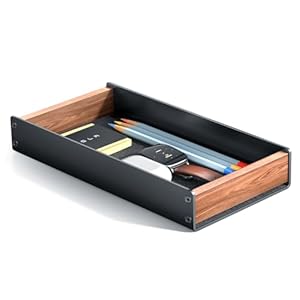 UPERGO Desk Tray Organizer Drawer for Home Office, Walnut Desk Organizer Tray for Keys, Pen, Watch