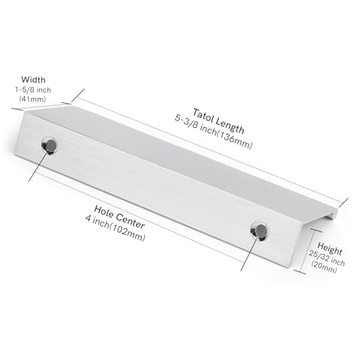 Image of Rergy 30 Pack 4 inch Cabinet Pulls Brushed Nickel Finger Pulls for Cabinets | Aluminum Alloy Silvery Edge Pulls Modern Cabinet Handles for Kitchen, Cupboard, Drawers, Dressers, Screws Included