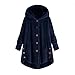Xmiral Top Giacca Invernale con Cappuccio da Donna Plus Size Button Peluche Allentato (XXL,5Marina Militare)