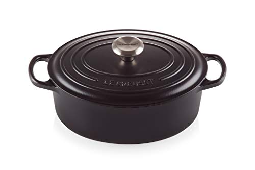 LE CREUSET Signature Enamelled Cast Iron Oval Casserole Dish With Lid, 27 cm, 4.1 Litre, Satin Black, 211782700 1 Gallery Image