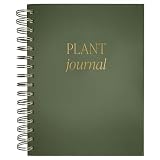 Sweet Water Decor Plant Journal, Cute Lined Spiral Notebook for Women, 125 Prompt Pages for Writing & Tracking Plant Growth, Green Matte Laminate Hardcover Diary with Gold Foil Details