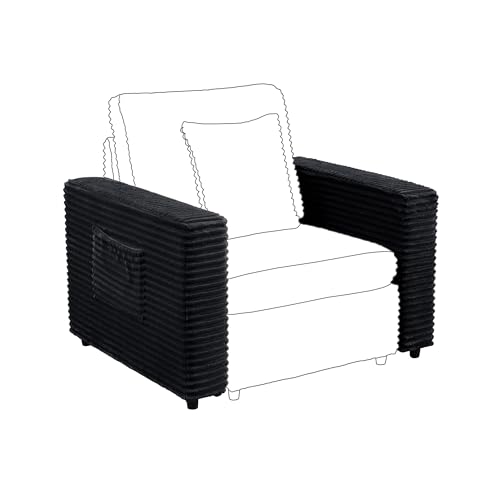 Image of RARZOE Modular Sectional Couch Armrests Module, Corduroy Armrests Modular Sofa Side Part for Living Room Modular Sectional Sofa Couch, Black