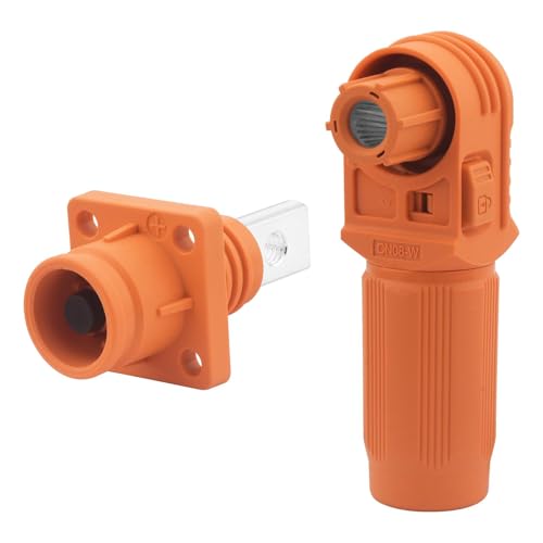 Battery Energy Storage Connector Set 120A 1500V, 90 Degree IP67 Weatherproof Solar Battery Connector with Silver Plating Copper, for 25mm&sup2; Cable, for Industrial, EV Charging Station, Orange