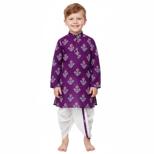 Image of Chandrakala Kids Kurta Dhoti Set for Boys Indian Printed Ethnic Wear(KK122-P)