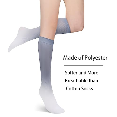 Image of Benefeet Sox Women Girls Thin Nylon Knee High Socks Long Tube Socks Unisex Soft Cozy High Calf Sock Tie Dye /Gradient