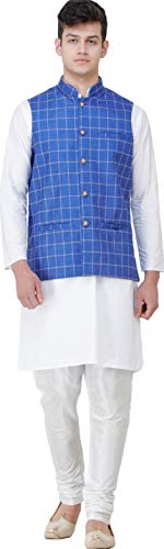 Gilet bleu pour homme à carreaux Exotic India idéal pour vos sorties