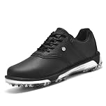 ULTIANT Golf Shoes Mens Waterproof Spikeless Classic Professional Stability for Golf Training Size6-12(Black,44)
