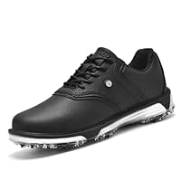 ULTIANT Golfschuhe Herren Wasserdicht Spikeless Klassisch Bequem Sneakers für Golfschuh Trainingsschuh Größe40-48(Schwarz,45)