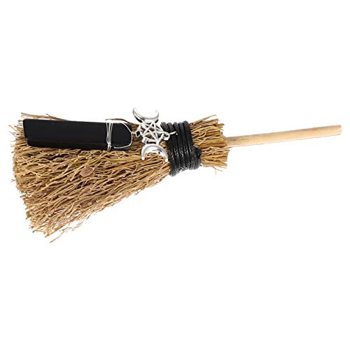 Housoutil Broom Pendant Small Witches Broom Halloween Charm Pendant Kids Broom Props DIY Craft Brooms DIY Charms Pendants Halloween Broom Decor Garden Pendants Doll House Crafts Child Branch