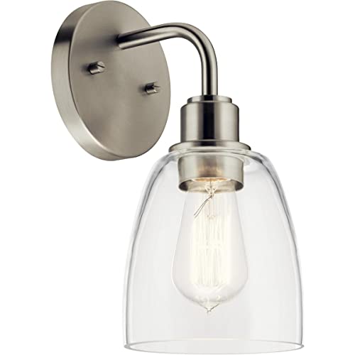 Image of Kichler, Meller 11.25 Inch 1 Light Wall Sconce with Clear Glass in Brushed Nickel, 55100NI