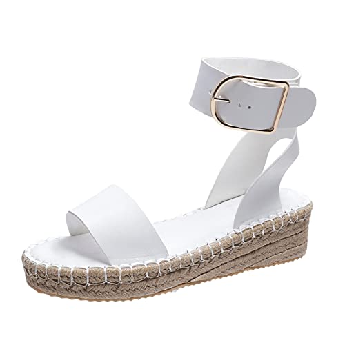 NUSGEAR Sandalias de Mujer 2024 Verano con Punta Abierta Moda Bohemia Casual Sandalias de cuña Plataforma Zapatos Forrado de Yute Elegante con Correa Fiesta Calzado Comoda vestir Tallas grandes