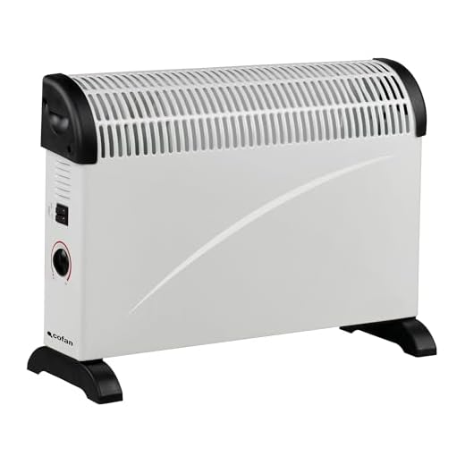 Cofan Convector radiante con termostato regulable | Potencia: 2000 W | 3 configuraciones de calor | Seguridad antivuelco | Protección contra sobrecalentamiento | Asa de transporte