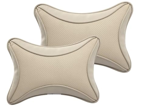 Image of Car Dotted Beige Faux Leather Neck Rest for Mahindra XUV 700
