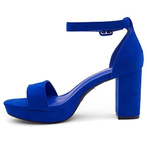 Image of Shoe Land Platform Heels for Women | 3.75 Inch Chunky Block Heeled Sandals with Ankle Strap | Open Toe Strappy High Heels for Wedding, Party & Formal Events