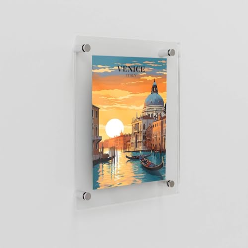 Acrylic Floating Frame 34x44, for Photo up to 30x40 inches - Chrome Wall mount standoffs by Fab Glass and Mirror - Used condition - Image 3