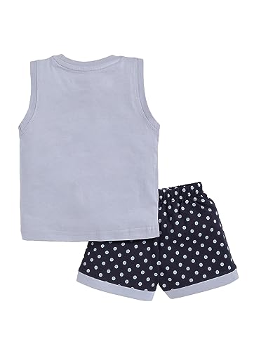 Image of CUTOPIES Boys & Girls Steel Grey Sleeveless T-shirt and Shorts Set (Pack of 1) Baby Boys' Clothing Sets