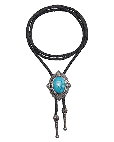 Image of GelConnie Native American Bolo Tie Rodeo Cowboy Leather Necktie Western Necklace Costume Accessories for Men,Women